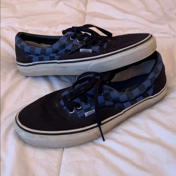 black and blue checkered vans